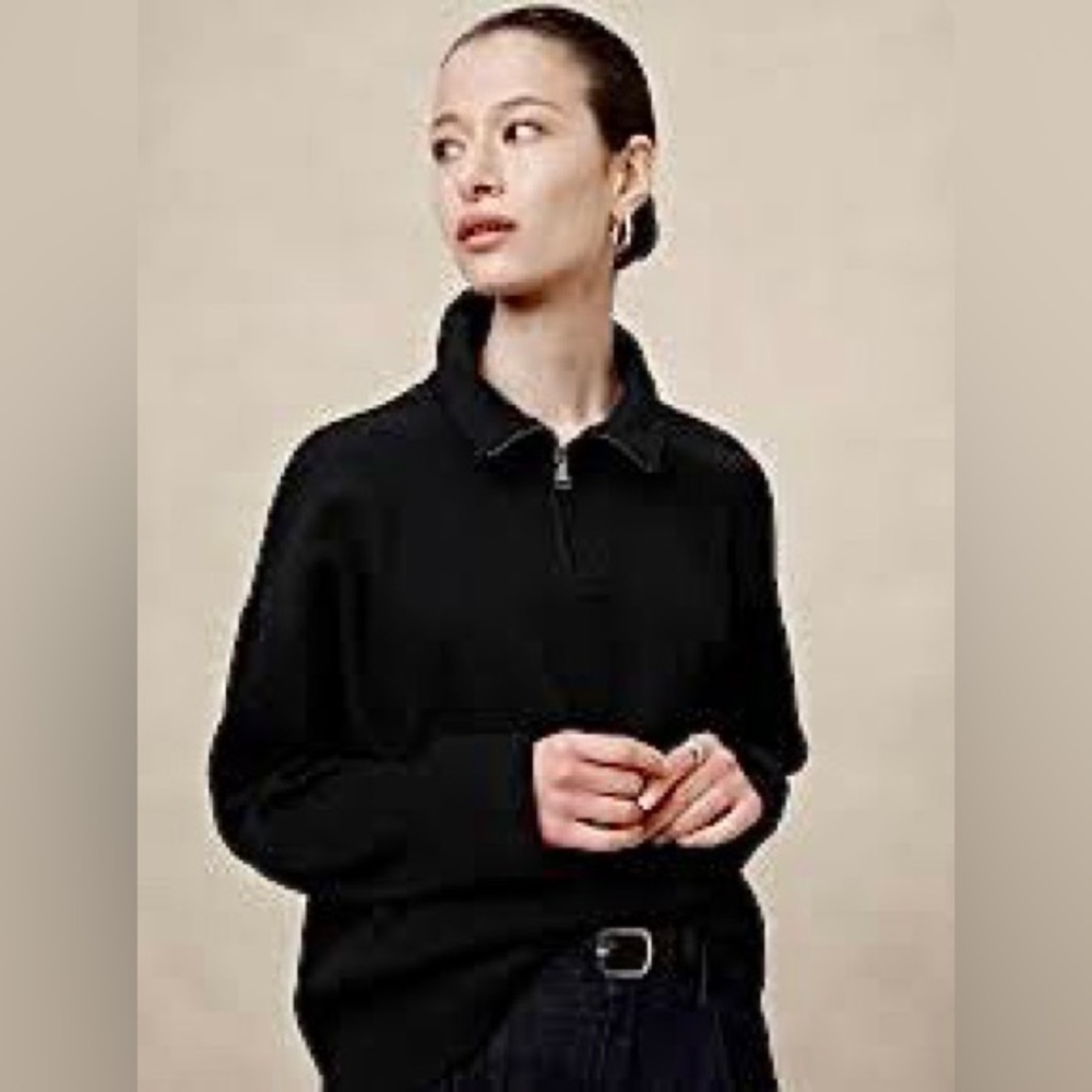 Banana Republic NWT Double Twill Quarter Zip Sweater Women’s L